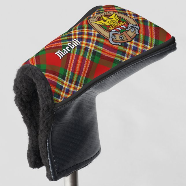 Clan MacGill Crest over Red Golf Head Cover (3/4 Front)