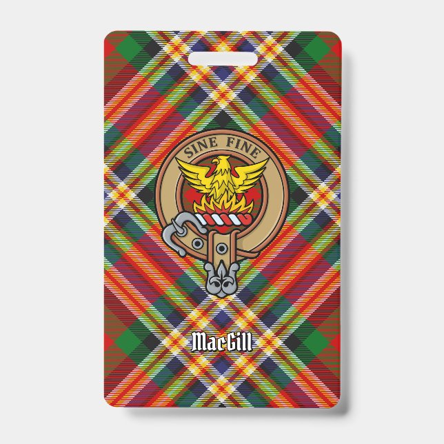 Clan MacGill Crest over Tartan Badge (Front)