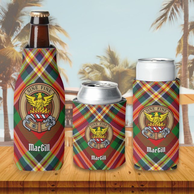 Clan MacGill Crest over Tartan Bottle Cooler (Creator Uploaded)