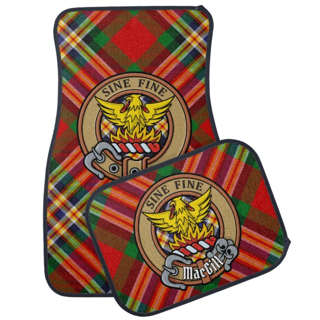Clan MacGill Crest over Tartan Car Floor Mat (Set)