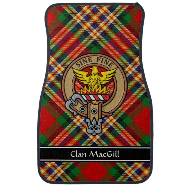 Clan MacGill Crest over Tartan Car Floor Mat (Front)