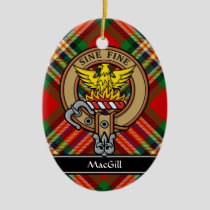 Clan MacGill Crest over Tartan Ceramic Ornament