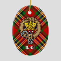 Clan MacGill Crest over Tartan Ceramic Ornament