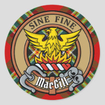 Clan MacGill Crest over Tartan Classic Round Sticker