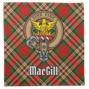 Clan MacGill Crest over Tartan Cloth Napkin