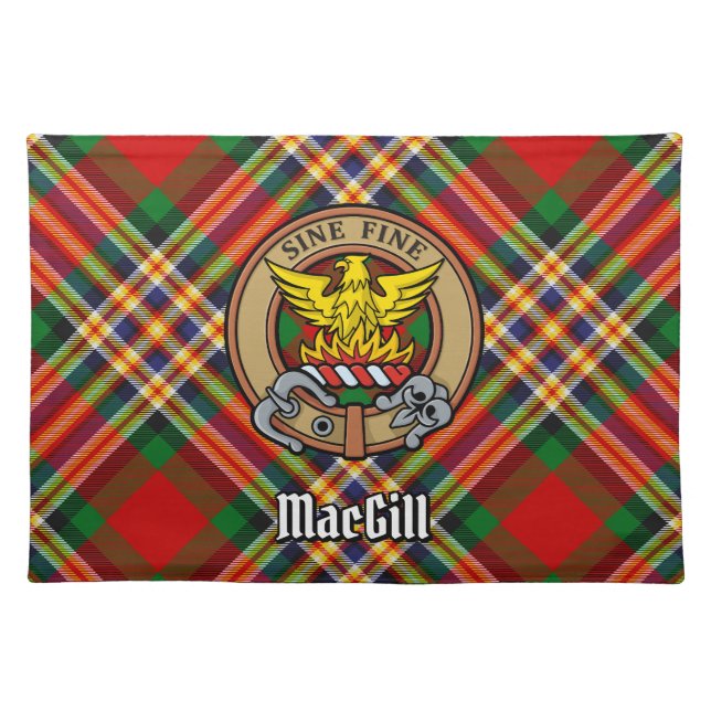Clan MacGill Crest over Tartan Cloth Placemat (Front)