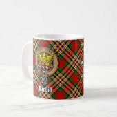 Clan MacGill Crest over Tartan Coffee Mug (Front Left)