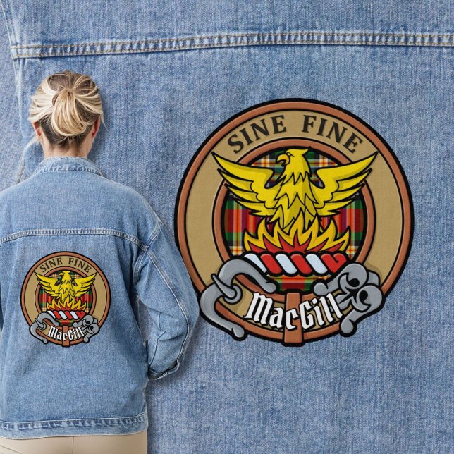 Clan MacGill Crest over Tartan Denim Jacket (Creator Uploaded)