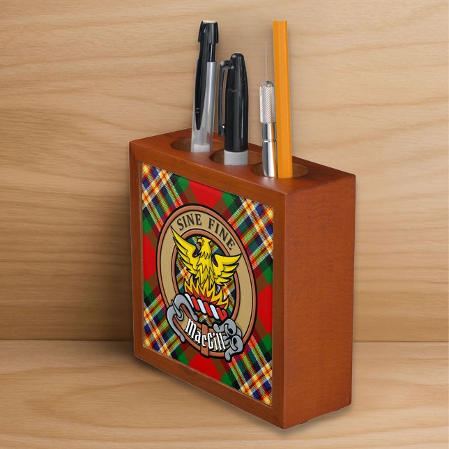 Clan MacGill Crest over Tartan Desk Organizer (Creator Uploaded)