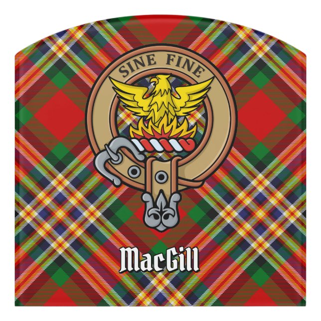 Clan MacGill Crest over Tartan Door Sign (Contour Front)