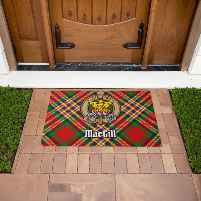 Clan MacGill Crest over Tartan Doormat (Outdoor)