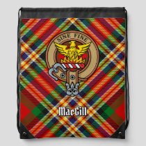 Clan MacGill Crest over Tartan Drawstring Bag