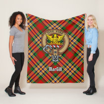 Clan MacGill Crest over Tartan Fleece Blanket