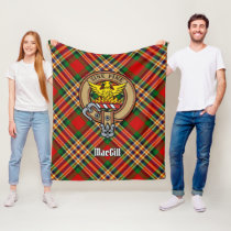 Clan MacGill Crest over Tartan Fleece Blanket