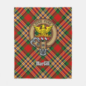 Clan MacGill Crest over Tartan Fleece Blanket (Front)