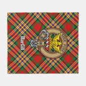 Clan MacGill Crest over Tartan Fleece Blanket (Front (Horizontal))