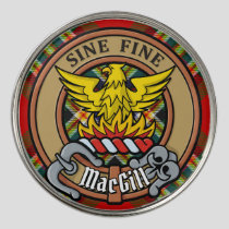 Clan MacGill Crest over Tartan Golf Ball Marker