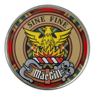 Clan MacGill Crest over Tartan Golf Ball Marker