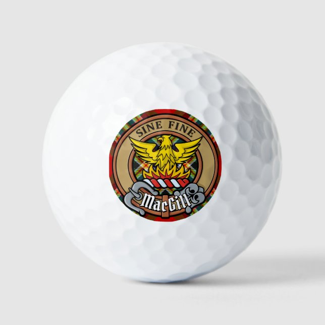 Clan MacGill Crest over Tartan Golf Balls (Front)