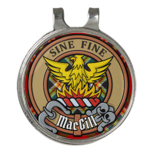 Clan MacGill Crest over Tartan Golf Hat Clip