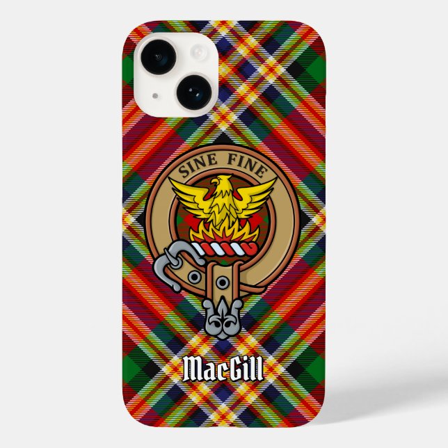Clan MacGill Crest over Tartan iPhone Case (Back)