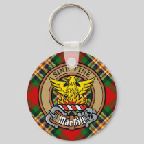 Clan MacGill Crest over Tartan Keychain