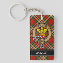 Clan MacGill Crest over Tartan Keychain