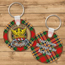 Clan MacGill Crest over Tartan Keychain