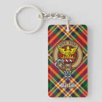 Clan MacGill Crest over Tartan Keychain