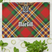 Clan MacGill Crest over Tartan Kitchen Towel (Folded)