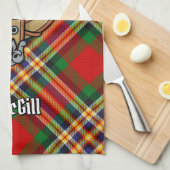 Clan MacGill Crest over Tartan Kitchen Towel (Quarter Fold)