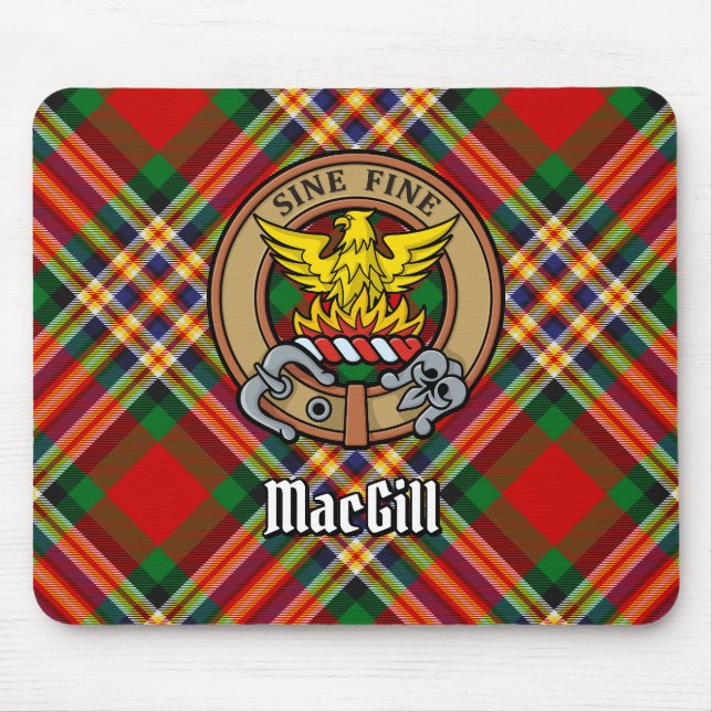 Clan MacGill Crest over Tartan Mouse Pad (Front)