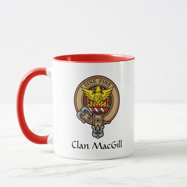 Clan MacGill Crest over Tartan Mug (Left)