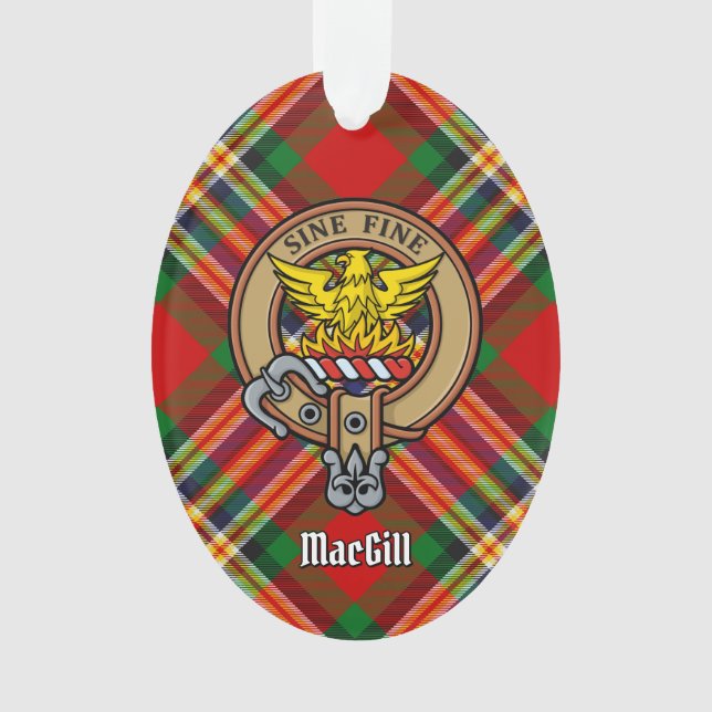 Clan MacGill Crest over Tartan Ornament (Front)