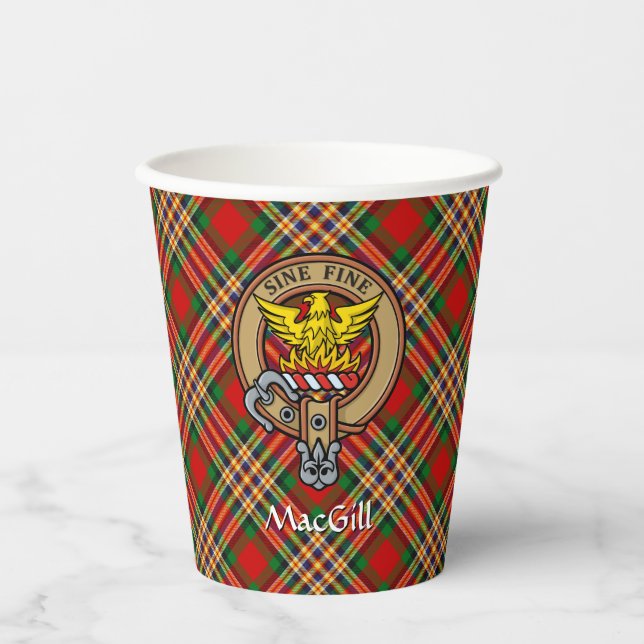 Clan MacGill Crest over Tartan Paper Cups (Front)