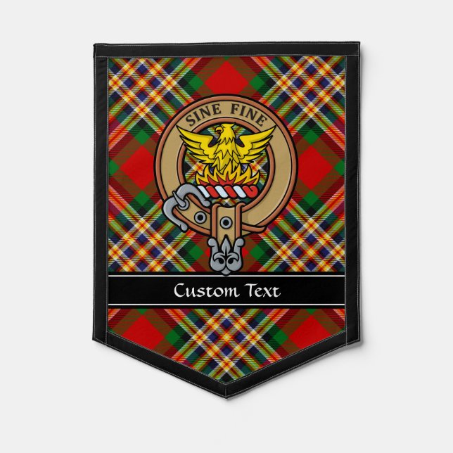 Clan MacGill Crest over Tartan Pennant (Front)