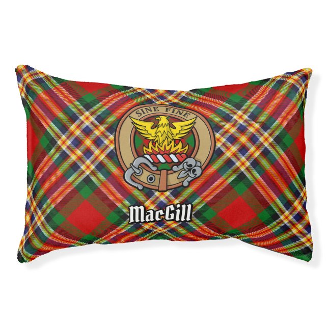 Clan MacGill Crest over Tartan Pet Bed (Front)