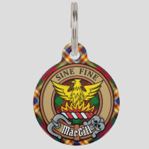 Clan MacGill Crest over Tartan Pet ID Tag