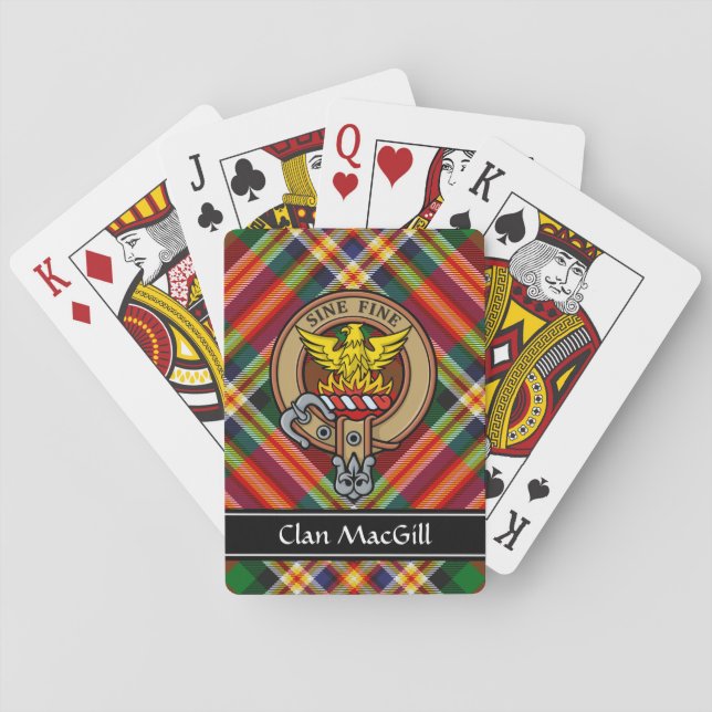 Clan MacGill Crest over Tartan Playing Cards (Back)