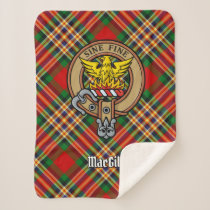 Clan MacGill Crest over Tartan Sherpa Blanket