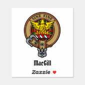 Clan MacGill Crest over Tartan Sticker (Sheet)