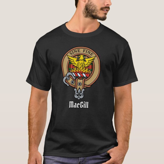 Clan MacGill Crest over Tartan T-Shirt (Front)