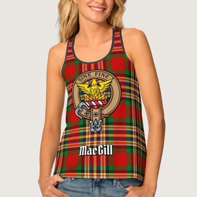 Clan MacGill Crest over Tartan Tank Top (Front)