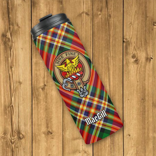 Clan MacGill Crest over Tartan Thermal Tumbler (Creator Uploaded)