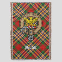 Clan MacGill Crest over Tartan Throw Blanket