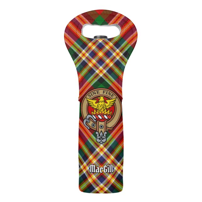 Clan MacGill Crest over Tartan Wine Bag (Front)