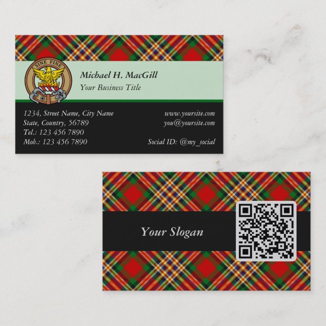 Clan MacGill Tartan Business Card (Front/Back)