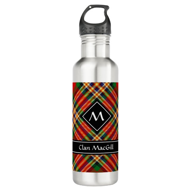 Clan MacGill Tartan Stainless Steel Water Bottle (Front)
