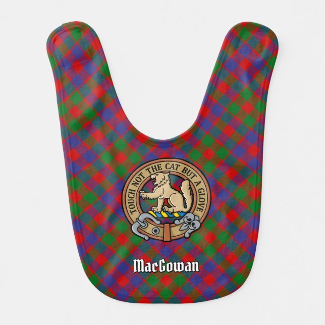 Clan MacGowan Crest over Tartan Baby Bib (Front)