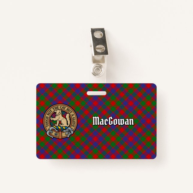 Clan MacGowan Crest over Tartan Badge (Front with Clip)